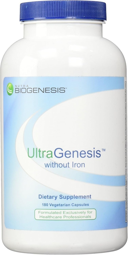 Nutra BioGenesis UltraGenesis - Multivitamina Sin Hierro para Mujeres y Hombres, Immune Support for 50+ with Vitamin A, C, D, E and Minerals Calcium, Zinc + More, Plant Based - 180 Vegan Capsules