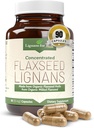 Lignans for Life Flaxseed Lignans for Dogs & People - Organic Flaxseed Supplement for Hormone Support, 15mg 90 Capsules, Flax Seed for Dogs & Mujer, High-Fiber