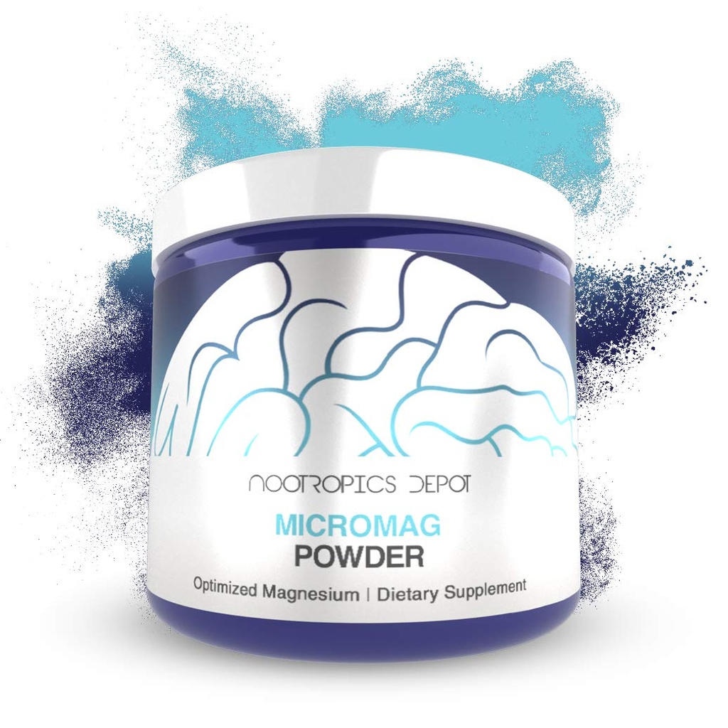 Nootropics Depot Optimized Magnesium Supplement ← MicroMag Powder TEN 60 Grams TEN 200mg of Elemental Magnesium Por Serving ← Apoya la salud cerebral + la calidad del sueño