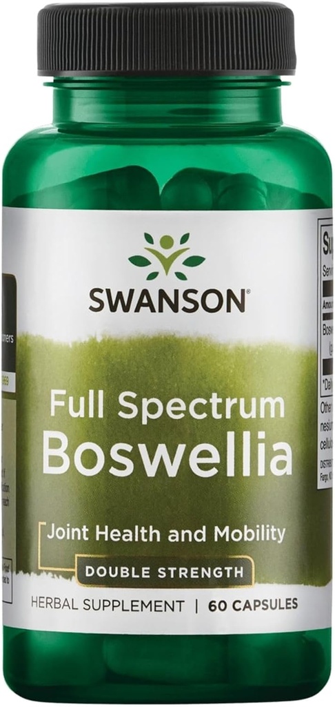Swanson Double Strength Boswellia - Ayurvedic Herb for Joint Flexibility & Mobility Support - Boswellia Serrata Resin - (60 Capsules, 800 mg cada uno)