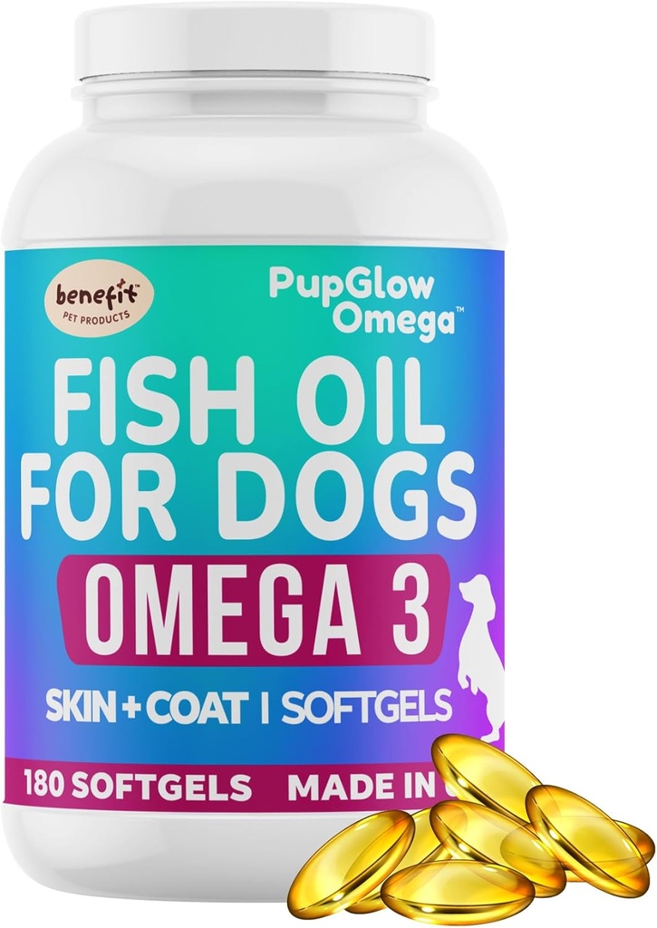 Petróleo de Pesca Omega 3 para perros - 120 SoftGels - Suplemento de la piel y la carne para perros, soporta la piel sana, la carne, las articulaciones, el corazón &amp; sistema inmunológico, suplemento de aceite de pescado Premium para perros - Hecho en EE.UU.