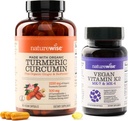 NatureWise Curcumin Turmeric 2250mg con BioPerine & Vegan Vitamin K2 MK-7 100mcg y MK4 500mcg - 180 Conde & 90 Softgels