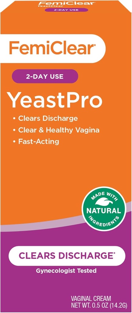 Levadura FemiClearPro Crema, Limpia la descomposición, Activo rápido, Hecho con ingredientes naturales, Gynecologist Tested, 0,5oz Crema