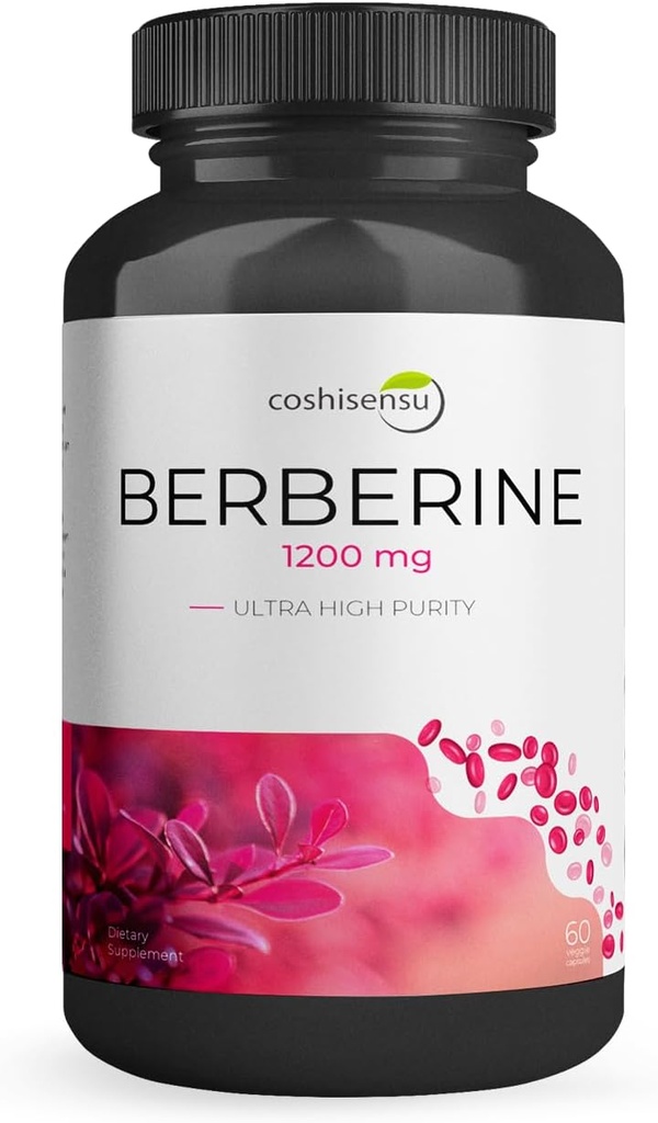 Berberine HCl 1200mg – Suplemento de alta potencia para el azúcar en sangre, la insulina y la gestión de peso – no Gluten-Free, Vegan Capsules – Heart & Metabolism Support, Made in USA – 60 Conde