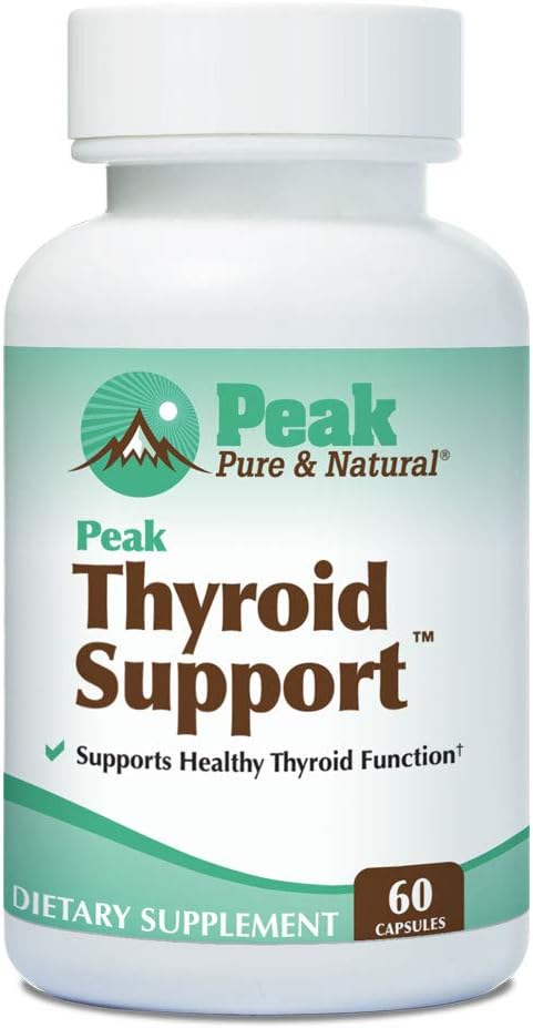 Tiroides Soporte por Peak Puro & Natural TENIDO Tiroides Suplemento y Metabolismo Booster para apoyar el mantenimiento de peso TENIDO Suplemento de Iodine diseñado para la tiroides subactiva 60 cápsulas