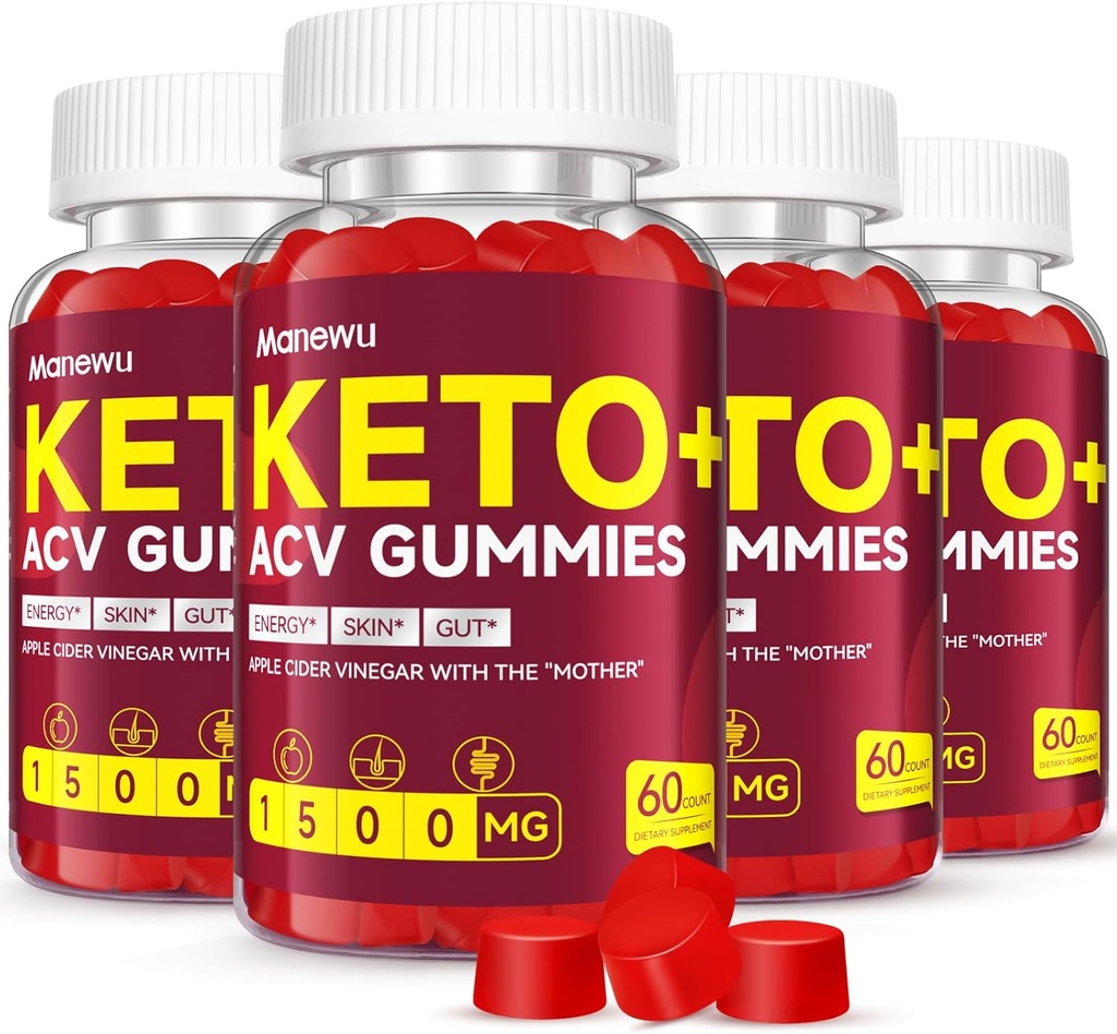 Keto ACV Gummies - 1500mg Apple Sider Vinegar con Madre - Vegan, No GMO, Orgánica Apple Sider Vinegar Gummies para Mujer Hombre, Detox &amp; Cleanse, 4 Pack