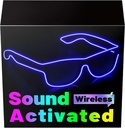 TuRfocus Sound Activated LED Wireless Light up Glasses, Neon Glasses Glow in the Dark for Rave Party, EDM