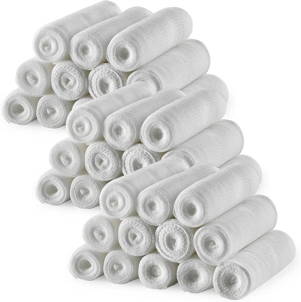 MEDca Gauze Bandage Rolls - 36 Pack, 4 in x 4.1 Yards Por Roll, Medical Grade Stretch Wrapping for Dressing All Types of Wounds and First Aid Kit (4-Inch, 36 Pcs)
