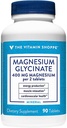 La vitamina Shoppe Magnesium Glycinate 400MG - apoya la producción de energía, promueve la relajación muscular y mejora la salud cardíaca para el bienestar general (90 Tablets)