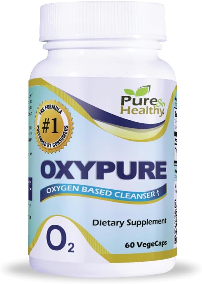 Puro &amp; Oxipuro de Oxido de Magnesio Limpiador de Colón con Sodium Bicarbonato Veggie Capsules 60 Conde