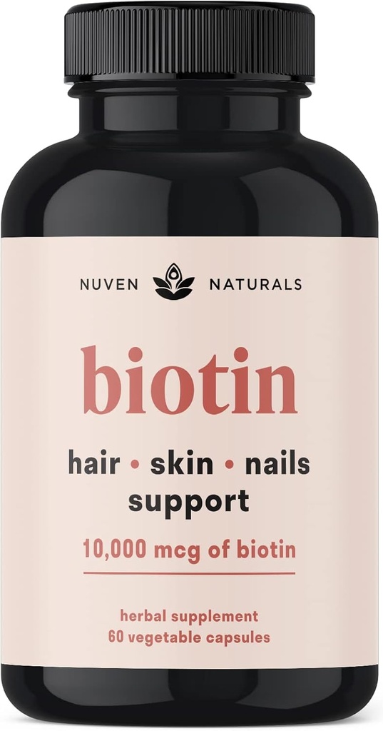 Vitaminas para el cabello - Biotina 10000 mcg con vitamina A, E, C, D &amp; Adaptógenos para soportar el cabello, piel &amp; uñas - Suplemento de biotina para la salud &amp; crecimiento permanente Vegan, No GMO, Gluten Free TEN 60 cápsulas &amp; 30