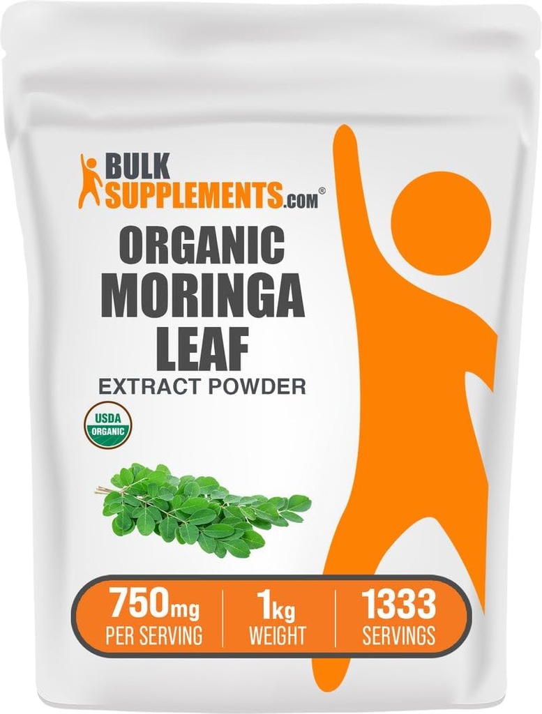 BulkSupplements.com Orgánica Moringa Extract Powder - Superfood Supplement, de Moringa Oleifera - Vegan & Gluten Free, 750mg por Serving, 1kg (2.2 lbs) (Pack of 1)
