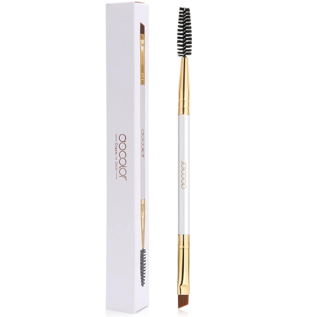 Pincel de ceja Docolor Duo Eyebrow Spoolie Pincel de ceja de ojos anclados profesional perfecto para afilar y formar cuervos, Spoolie para cejas o pestañas blancas