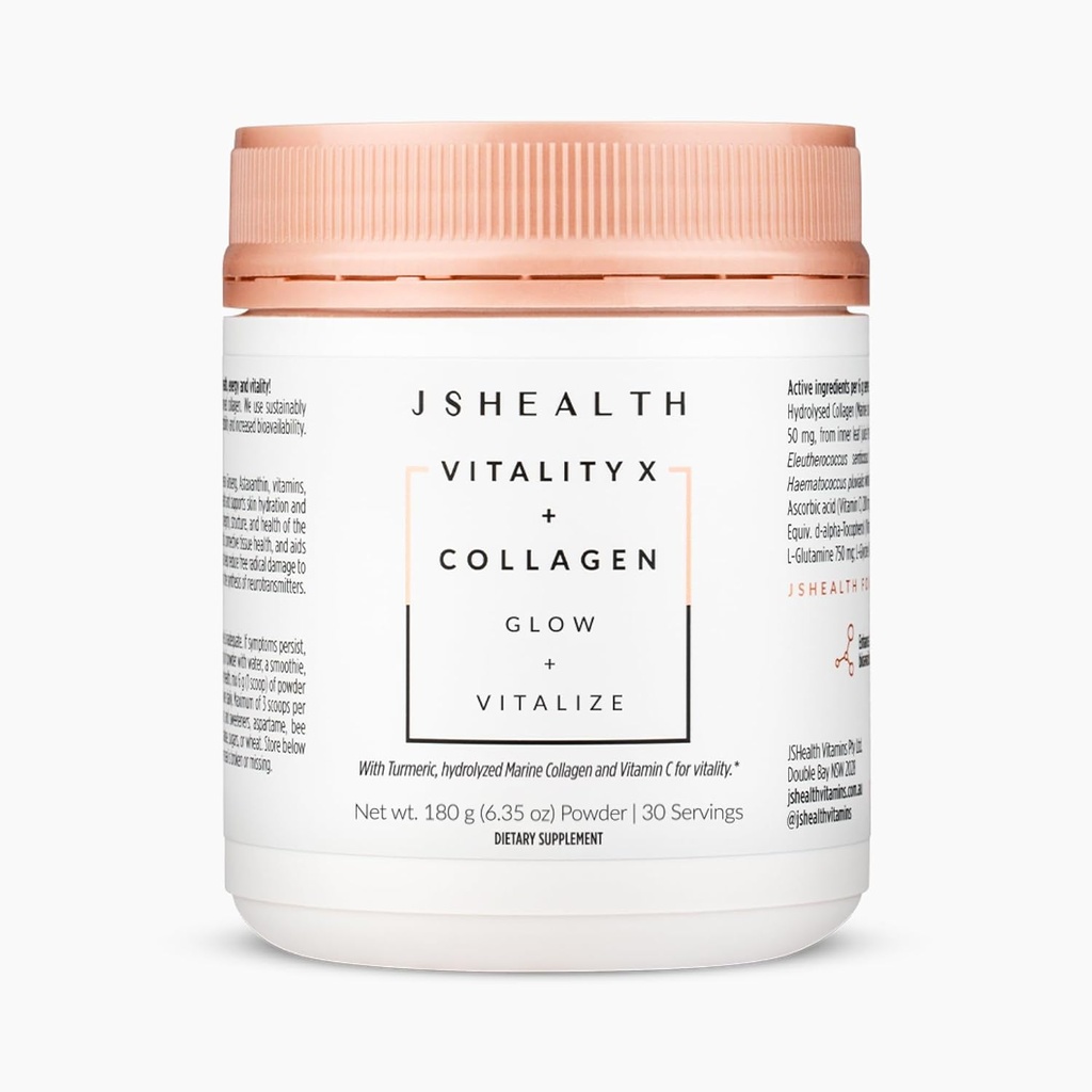 JSHealth Vitamins Vitality X + Collagen - Beauty Powder Supplement with Aloe Vera Silica and Vitamins C &amp; E to Nourish Hair Skin and Nails (180g)