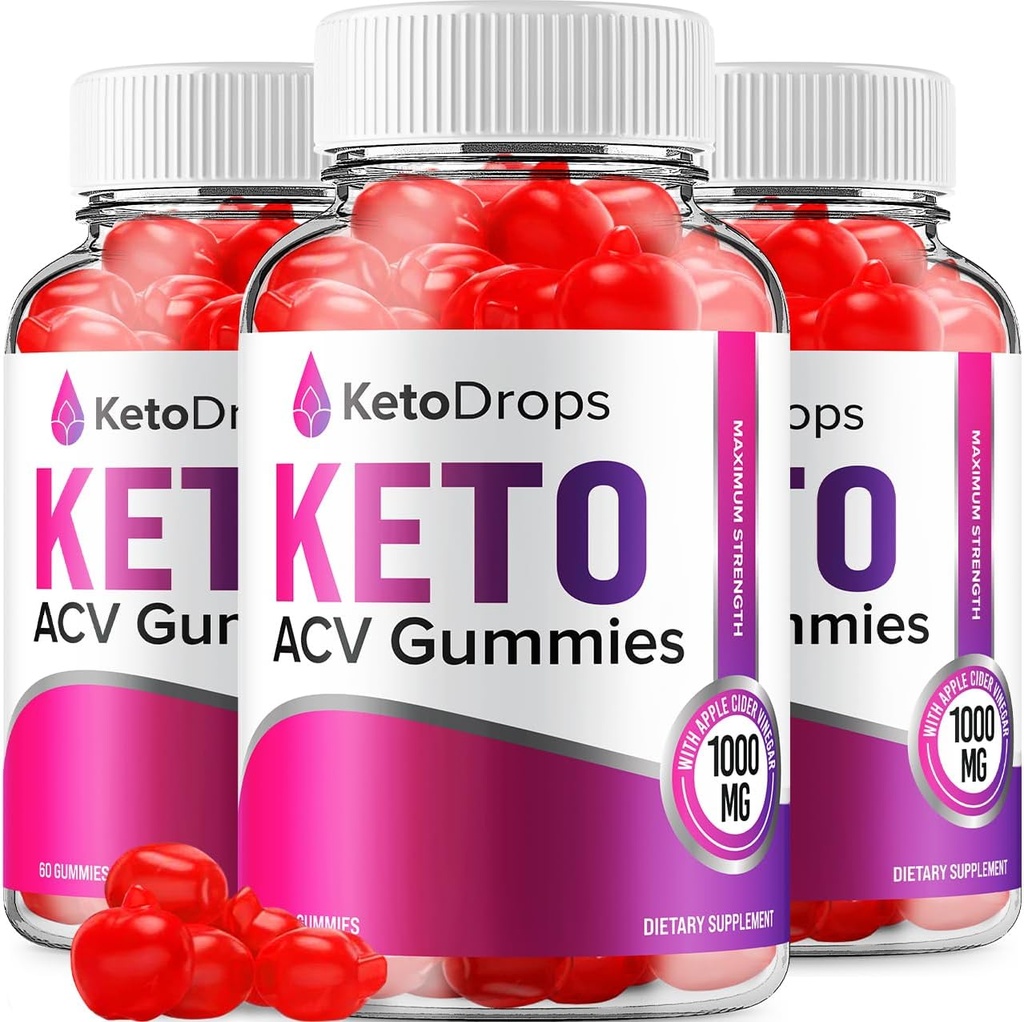 (3 Pack) Keto Drops ACV Gummies - Advanced Formula Drops Keto Plus ACV Apple Cider Vinegar ACV Suplemento dietético Hombre Mujeres (180 Gummies)