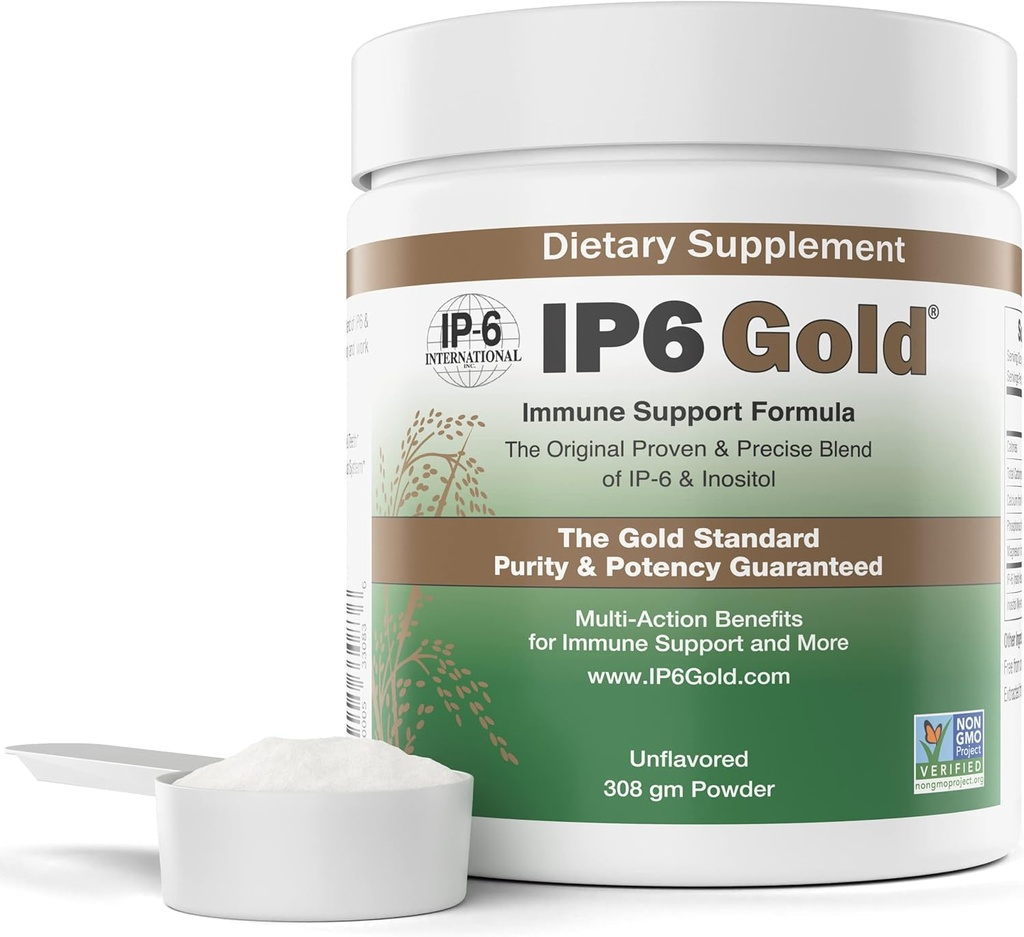 IP6 Gold, IP-6 &amp; Myo-Inositol, Unflavored Powder 308 gm - Inositol Hexaphosphate Supplement - Vegan, Non GMO, Gluten Free