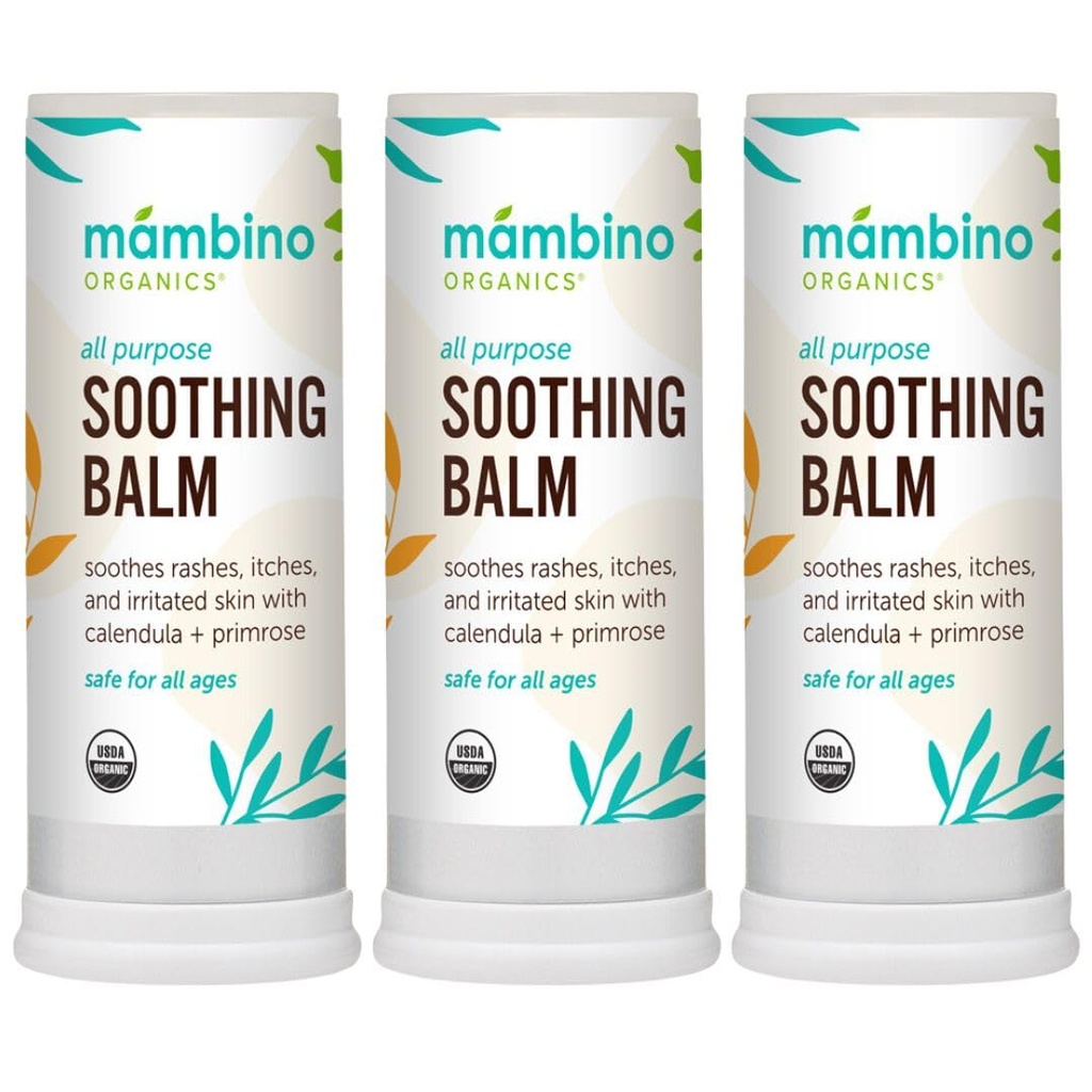 All Purpose Soothing Balm – Orgánica, Egipcia Calendula " Evening Primrose – Itch Relief for Bug Bites, Diaper Rash, Irritated Skin, Baby Balm Stick – Cruelty-Free by Mambino Organics, 3-Pack
