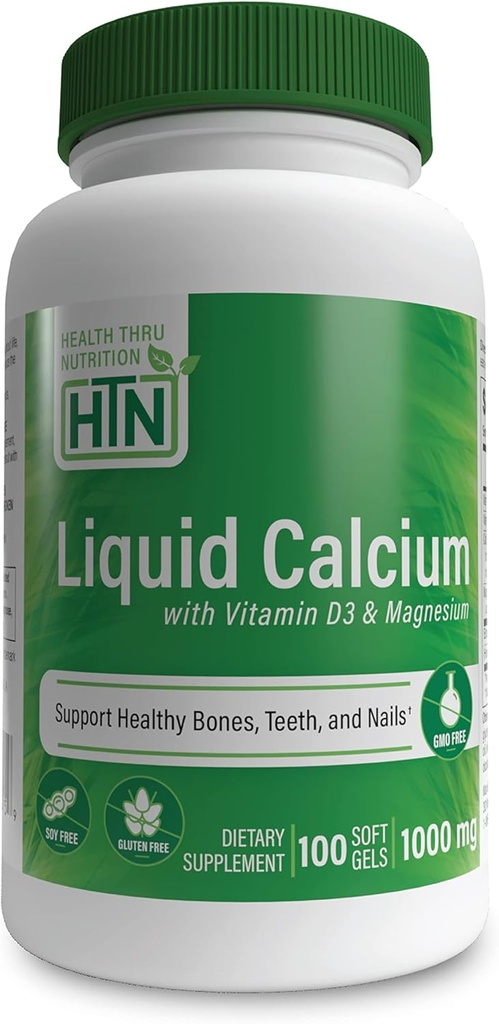 Salud Thru Nutrición Calcio líquido 1000mg, Magnesio 400mg, Vitamina D3 1,000iu y Boron ← Restauración de huesos &amp; Strength con 6 Complejo de calcio ← 3rd Party Tested ← No Gluten Free (Pack of 100)