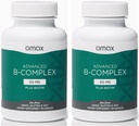 Omax3 2 Botellas - Complejo avanzado de vitamina B 50MG con Biotina  sometida Fuerte " Pelo brillante, uñas de piel, estrés de apoyo, inmunidad, metabolismo energético, 90 cápsulas/per Botella