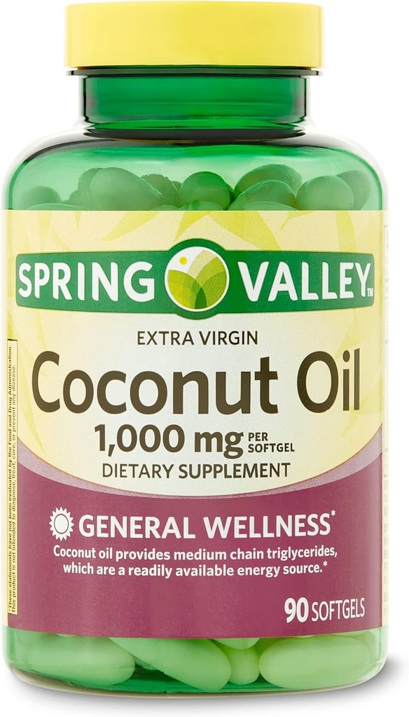 IKJ Extra Virgin Coconut Oil General Wellness Suplemento dietético Softgels, 1,000 mg, 90 Conde