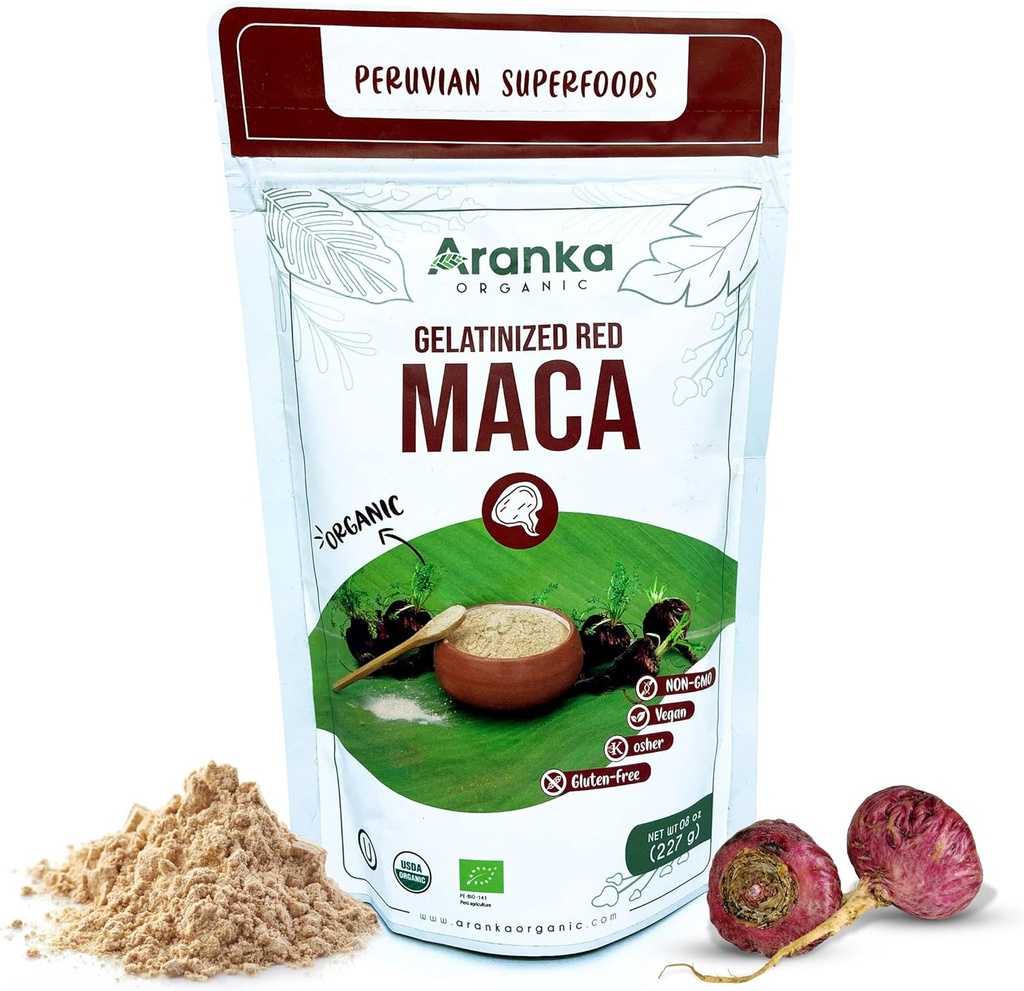 Gelatinized Maca Powder - 8oz Peruano Maca Powder Orgánico - Red Maca Powder, Maca Negro, Amarillo Maca Root - (Red Maca)
