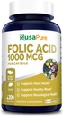 NusaPure Folic Acid 1000mcg 200 Veggie Caps (No-GMO, Vegetariano, Gluten Free)