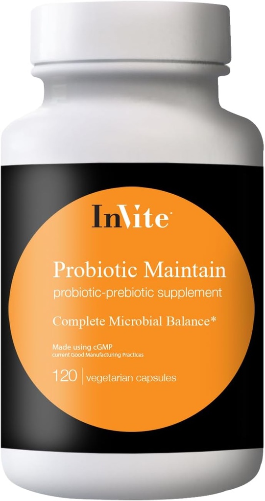 Invite Health Probiotic Maintain - Supports Digestive Health and Regularity - Vegan Probiotic Supplement with 5 Billion Microorganisms per Capsule - 120 Vegetarian Capsules