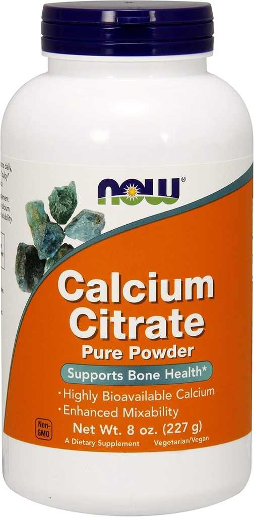 Calcio Citrate Powder ahora Alimentos 8 oz Polvo