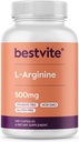 BESTVITE L-Arginina 500mg (240 cápsulas) - No esteato de magnesio - No Dióxido de silicona - No Fillers - No GMO - Gluten Gratis