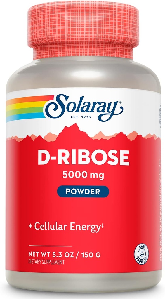 SOLARAY D-Ribose Powder 5000 mg peru Healthy Cardiac and Cellular Energy (ATP) Production Support tención 30 Servings ⋅ 150 Grams