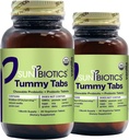 SUNBIOTICS Tummy Tabs - Chewable Probiótico y Tabletas Prebióticas con 18 Billones CFUs de 4 Strains Probióticos para Buena Gut Flora, Sistema Immune, & Microbioma Equilibrado - Vainilla, (Pack of 2)