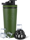 Ice Shaker Acero Insonorizado Botella de Acero Insonorizado TEN 26oz, Verde TENIDO Frío por 30+ Horas TENCIÓN Copa Insulado con Agitador Twist-on TENCIÓN Botella sin Odor para Protein Shakes, Agua, Smoothies, Cocktails