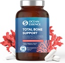 OCEAN ESSENCE Total Bone Support - Alga de base vegetal Suplemento de calcio para apoyar la densidad de huesos " Strength - para hombres " mujeres 35+ - 120 cápsulas de calcio natural - Vitaminas para la salud óptima
