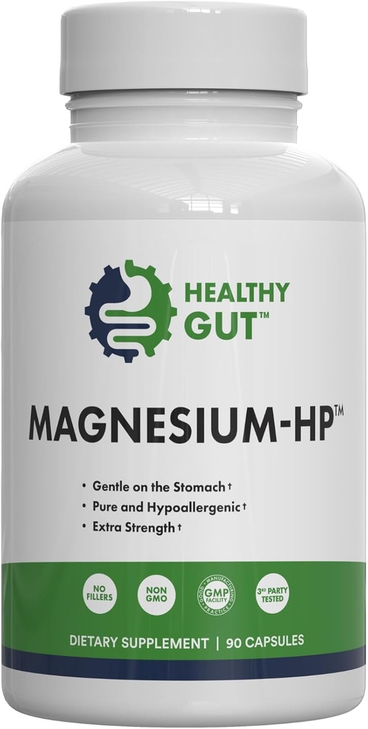 Healthy Gut Magnesium-HP | Ultra Pure Glycinate with Zero Fillers | 180 mg Magnesium Glycinate | 90 Servings