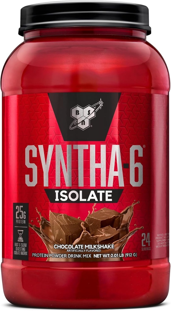 BSN SYNTHA-6 Isolate Protein Powder, Chocolate Protein Powder con Whey Protein Isolate, Milk Protein Isolate, Flavor: Chocolate Milkshake, 24 Servings