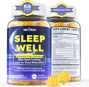 Melatonin Free Sleep Gummies, con Magnesium Glycinate, GABA, 5-HTP, L-Theanine, Valerian, Chamomile, Lemon Balm, Vitamina D3 &amp; B6 - Hormones &amp; Drug- Free, Non-Habit Forming,Sugar Free