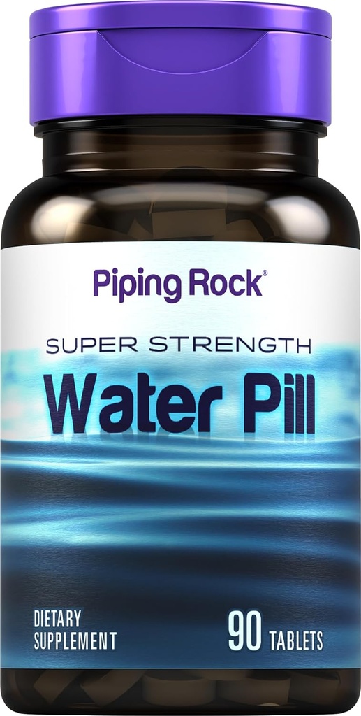 Piping Rock Water Pill for Hombre and Women TEN 90 Tablets ← Super Strength Suplemento Silencio Vegetarian, Non-GMO, Gluten Free