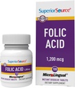 Ácido Fólico de Fuente Superior 1200 mcg - Soporta Corazón, Sistema Immune & Nervous - 100 Tabletas Sublinguales