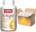Jarrow Formulas K-Right - Vitamina K-Complex (K1, MK-4, MK-7, D3) - 60 Servings (Softgels) - Suplemento dietético para Bone &amp; Cardiovascular Health Support - Vitamin K2 MK-7 - Gluten Free, Pack of 12