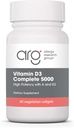 Grupo de investigación de alergia Vitamina D3 Completa 5000 UI - Vitamina D3 y Suplemento K2, Balance diario, con vitamina A, DeltaGold Tocotrienols, Alta potencia, Veggie Softgels - 60 Cuenta