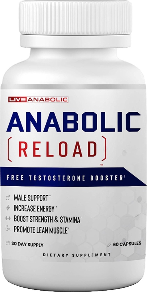 LiveAnabolic - Recarga anabólica - Fuente de vitamina D - 60 cápsulas, fuente de 30 días - ayuda a mejorar los niveles de energía, fuerza y resistencia - apoya el desarrollo del músculo magro - con Ashwagandha y Forskolin