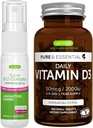 Vitamina Diaria D3 + Super B12-Complex 5000mcg Bundle Vegetariano, 365 2000iu Vitamina D3 Tabletas + Alta Fuerza B12 Cherry Flavor Sublingual Spray, por Igennus