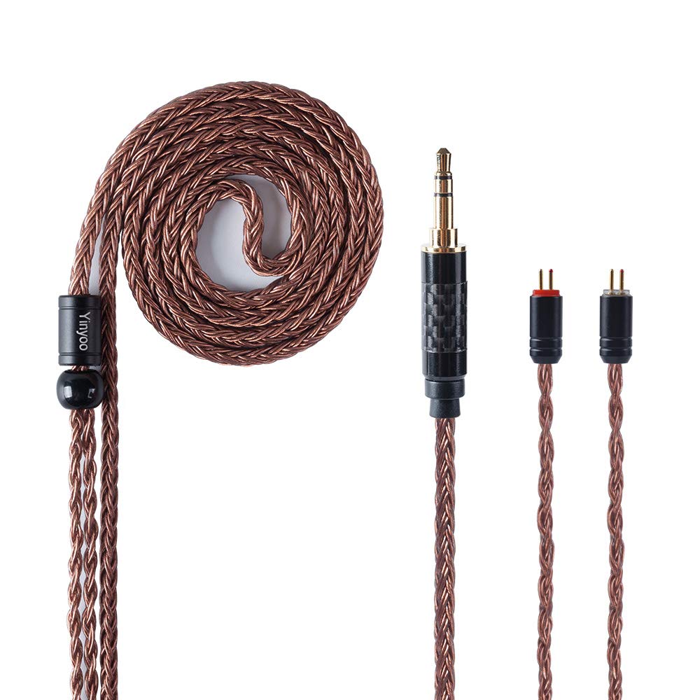 Cable de sustitución de auriculares YINYOO 16 núcleos Cable de cable de cobre de cristal único para kz zst zs10-pro zsn-pro-x edx-pro zs10-pro-x dqs cca CRA c10 c12(2pins, 3,5mm Jack)