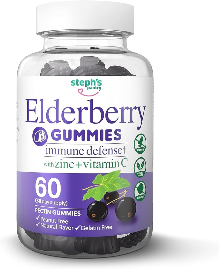 Gummies de arándano con vitamina C y zinc - Immune Booster Gummies de arándano para adultos y niños - Vegan Natural Ingredientes Defensa Multivitaminas con soporte antioxidante (60 Gummies)