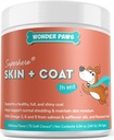 Wonder Paws Skin &amp; Coat Supplement for Dogs with Salmon Oil, Omega 3 &amp; 6, EPA & DHA, Promueve la piel y la carne saludables, Itchy Relief, Joint and Global Health, Delicious Flavor, 70 piel &amp; abrigo Soft Chews