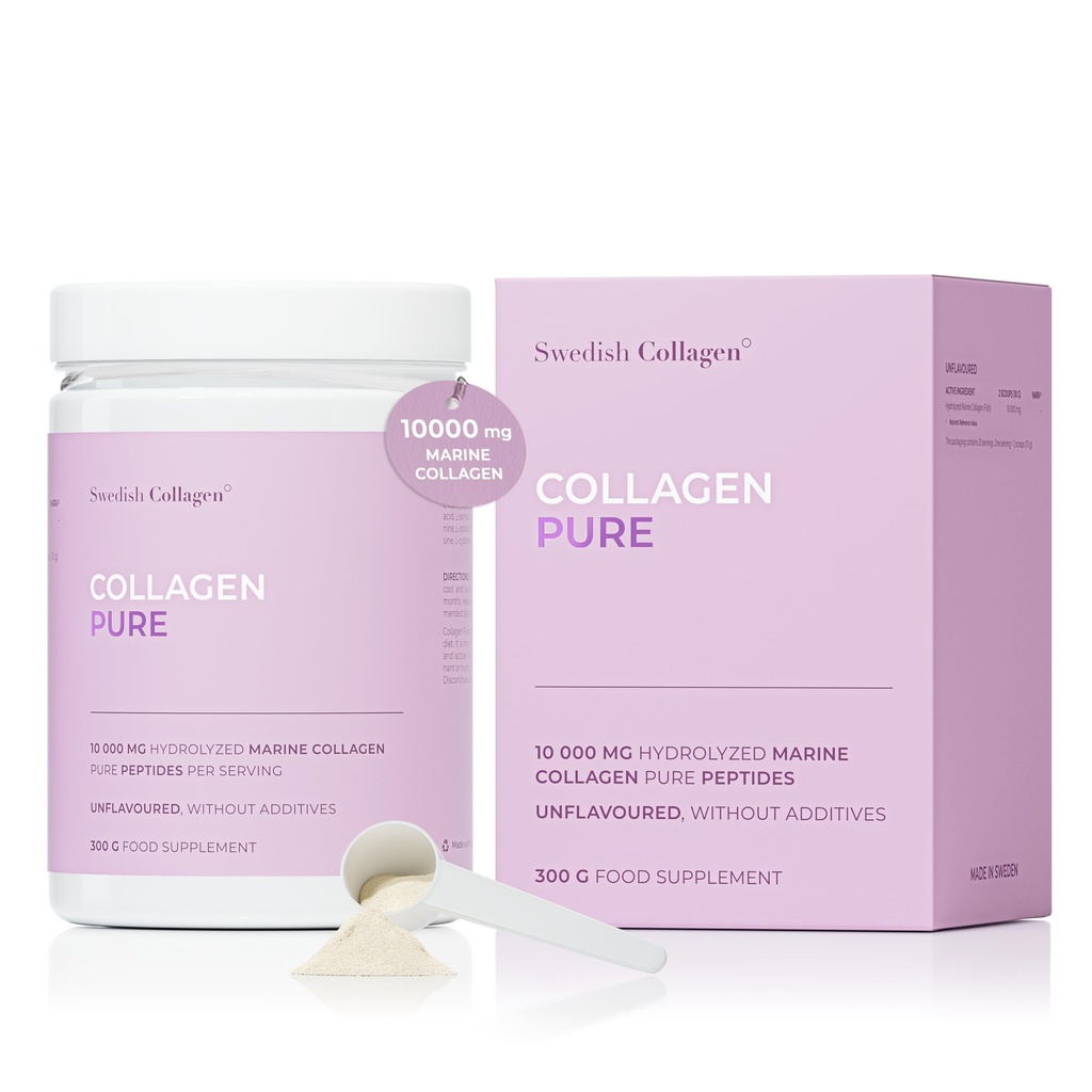 Swedish Collagen Hydrolyzed Marine Collagen Powder | 10,000 mg Per Serving - 300 g | Unflavored Pure Peptides | 30 Day Supply | Sugar-Free | Gluten Free