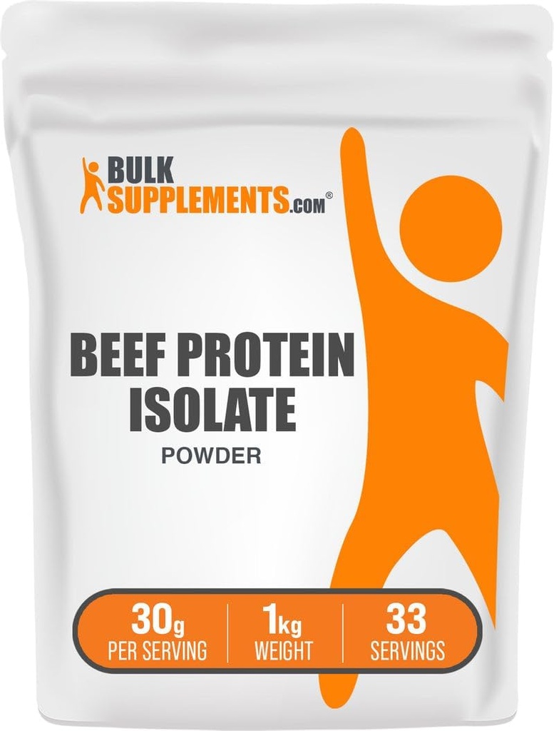 BulkSupplements.com Polvo de proteína de carne de res - Polvo de proteína libre de lactosa, polvo de proteína de carne - libre de sabor, 30g por ser, 1kg (2,2 libras) (Pack de 1)