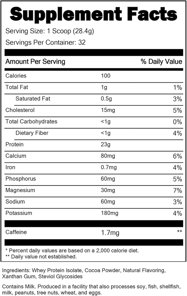 Portions Master CFM Whey Isolate Protein Powder, 2 LB, 23g Low Carb, Low Fat, Cold-Processed, Fast Absorbing, Muscle Growth & Recovery Support (Chocolate Brownie)