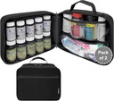 Paquete de 2 - Grandes organizadores de botellas acolchadas, bolsa de medicina, caso, portador de medicamentos, vitaminas y suministros médicos con bolsillos fijos - Negro (sin bloqueo)