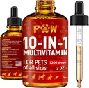 Cat Multivitamínico – Vitaminas B, C y D3 en forma líquida – 10 en 1 Vitaminas y Suplementos para perros para ayudar con alergias e infecciones – Vitaminas para el cuidado de la piel y la carne – Glucosamina para las articulaciones de HIPS – 2 Oz